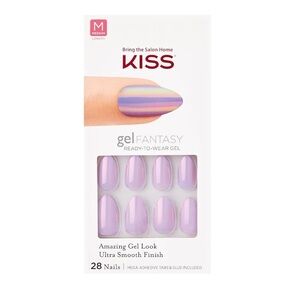 ☀️ 3/$15 Kiss Gel Fantasy Medium Length Iridescent Almond Shape Nails Purple